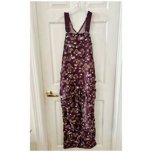 Duluth Trading Co Purple Farm Print Heirloom Overalls size XS